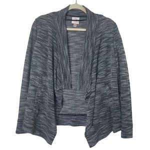 Knox Rose Black/Gray Knit Open Cardigan Sweater S